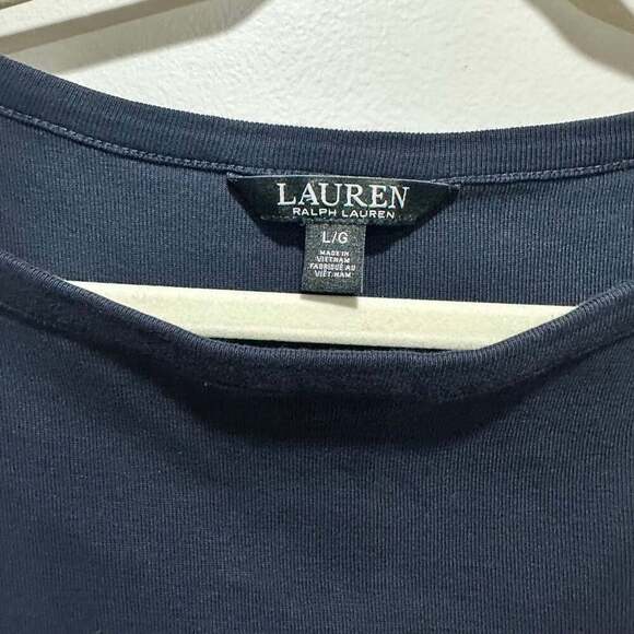 Lauren Ralph Lauren Black Label Size L 100% Cotton Short Sleeve Dress in Navy - Picture 2 of 5